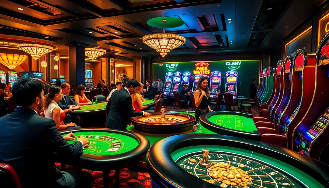 Thrilling casino action at https://okfun.social/ with players engaged in poker and roulette.