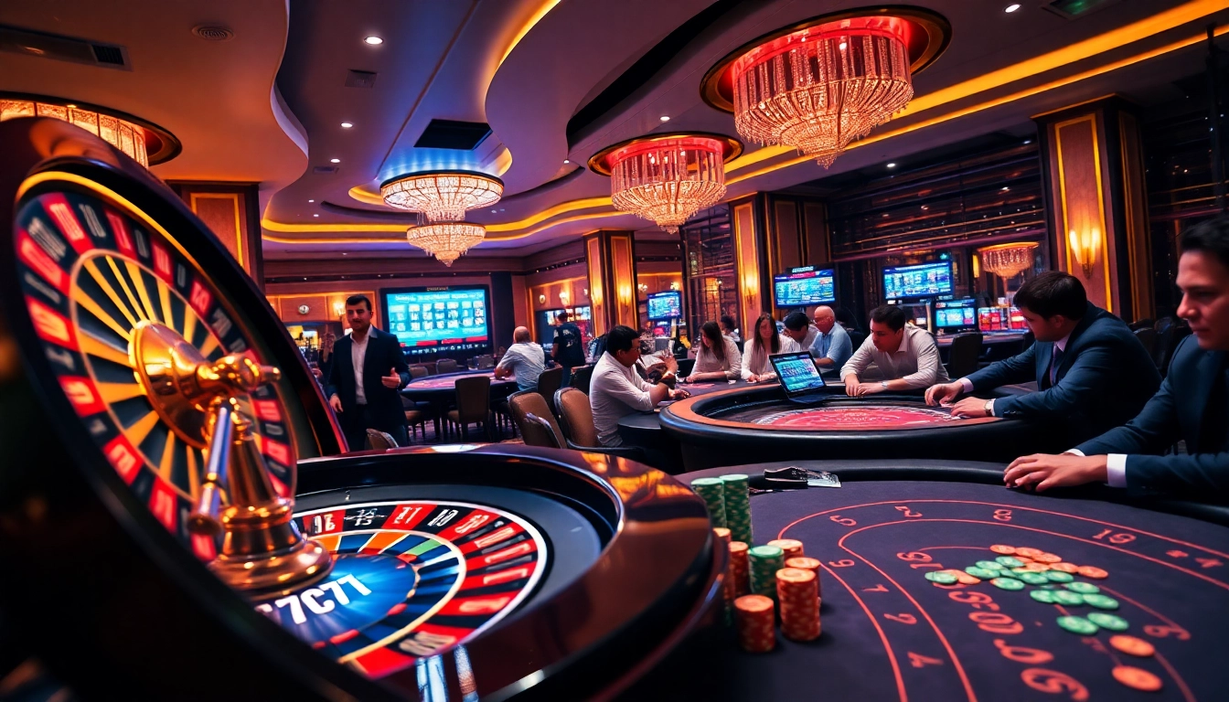 Enjoying thrilling games at 7C77 casino with vibrant roulette wheel and colorful chips