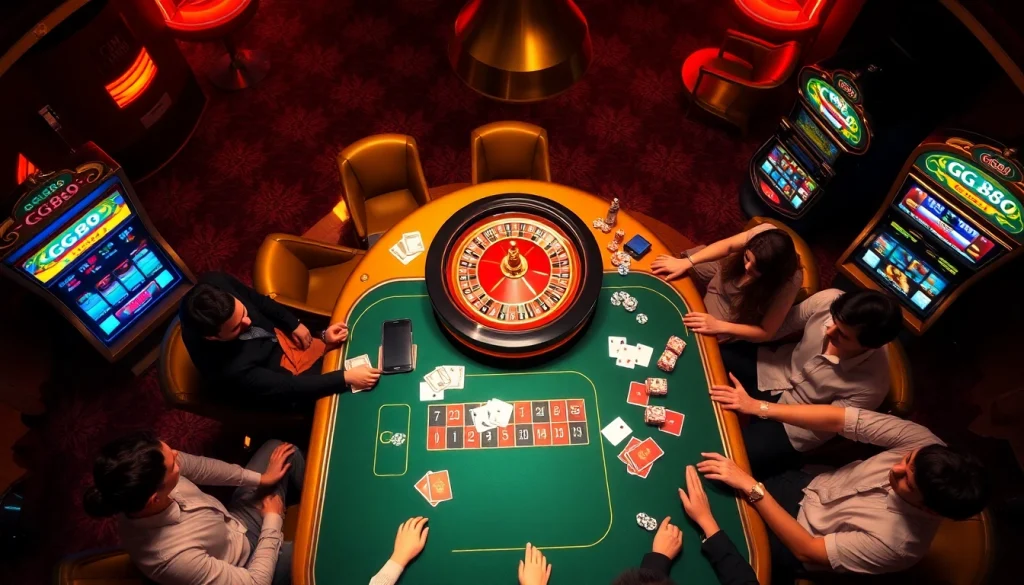 Experience excitement at the GG88 gaming table with vibrant poker chips and elegant decor.