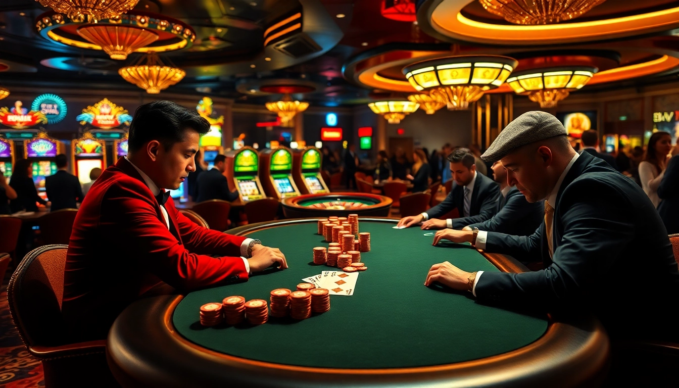 Engaged players at the poker table highlight the excitement of shbet.you's casino atmosphere.