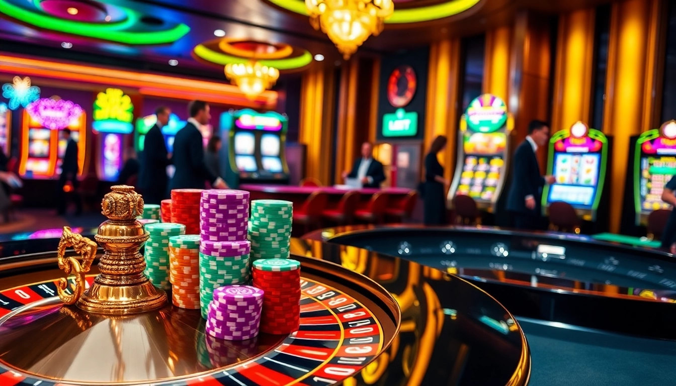 Experience the thrill of 6L777 at a glamorous casino with roulette and lively gamblers.