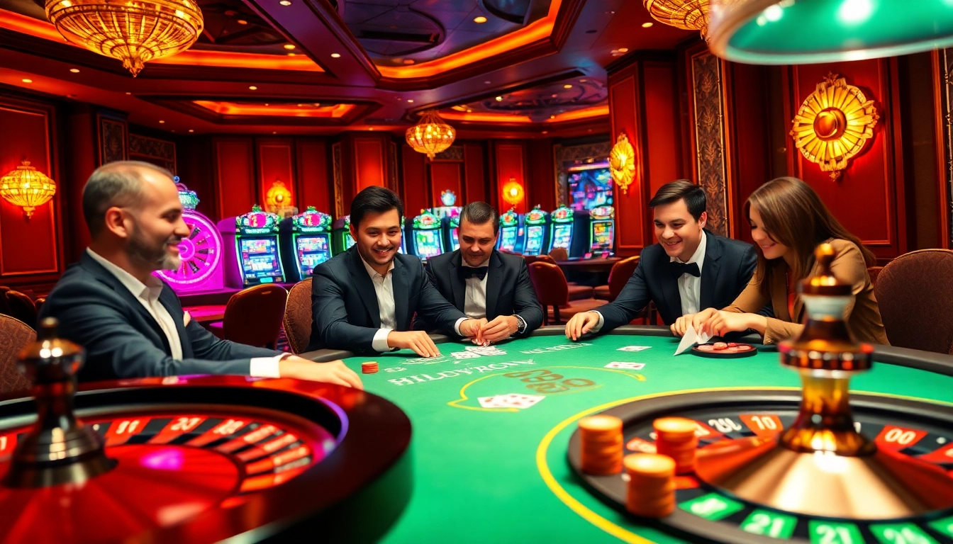 Experience the thrill of betting at https://hm88.studio/ with elegant casino tables and vibrant slot machines.