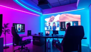 Vibrant digital workspace featuring NSFW character AI interactions with futuristic designs and engaging visuals.