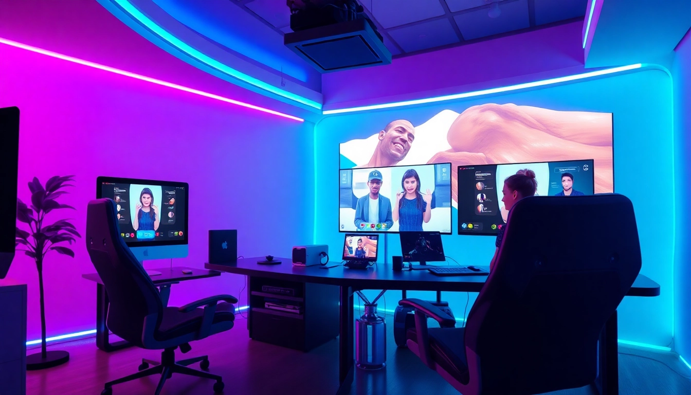 Vibrant digital workspace featuring NSFW character AI interactions with futuristic designs and engaging visuals.