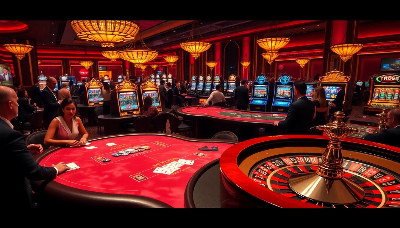Experience the thrill of gambling at TR88 with vibrant casino tables and engaged players.
