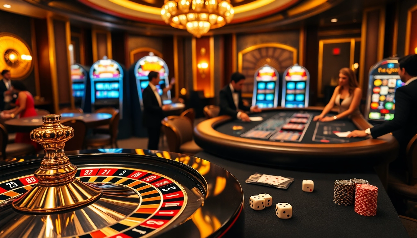 Exciting gameplay at go8 casino with luxurious tables and vibrant poker chips.