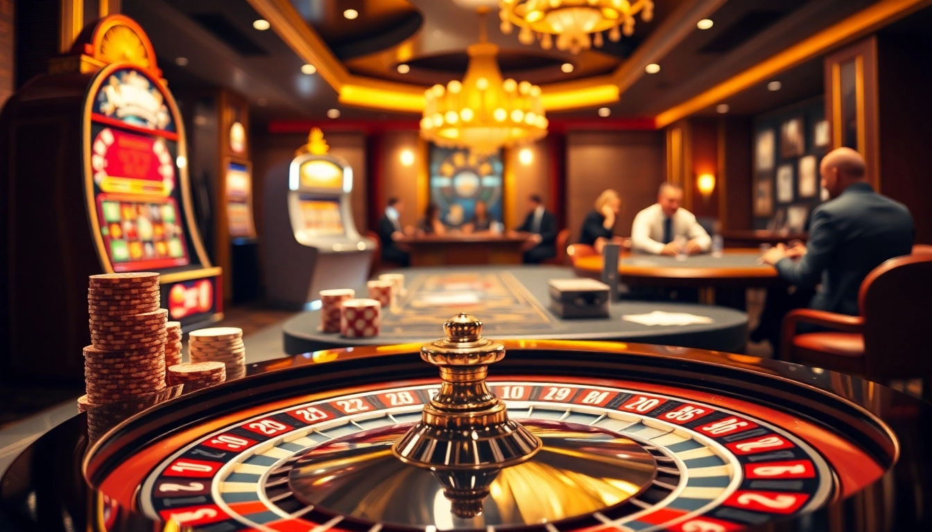 Players at a roulette table experience excitement while betting at win678's luxurious casino.