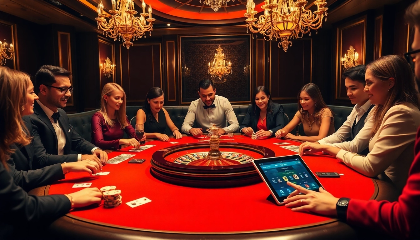 Engaged players at a luxurious poker table in a casino, representing the thrill of vv jl betting.