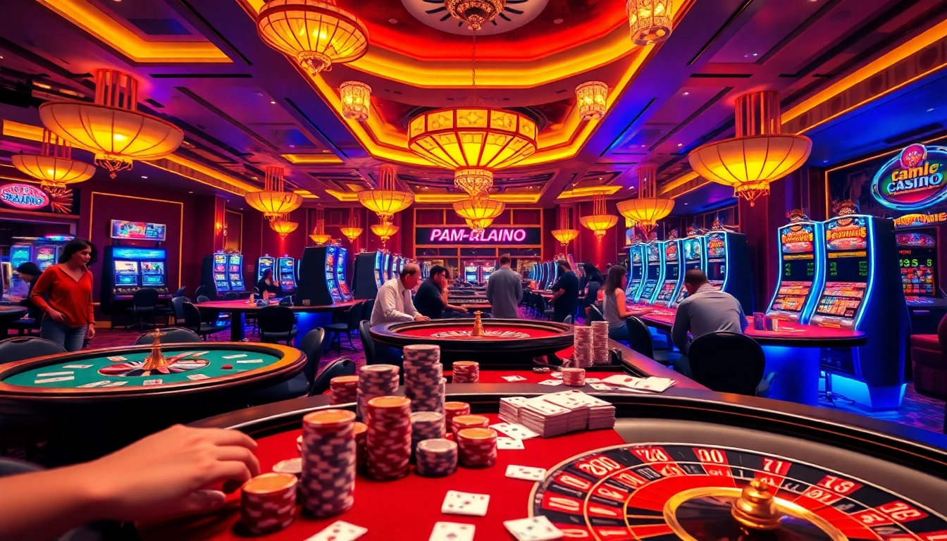 Players enjoying an EE88 casino experience with vibrant tables and engaging games.