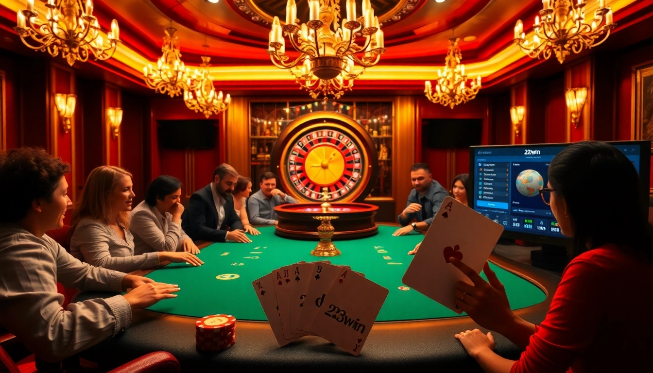 Experience the excitement of gambling at 23win with vibrant poker tables and engaging players.