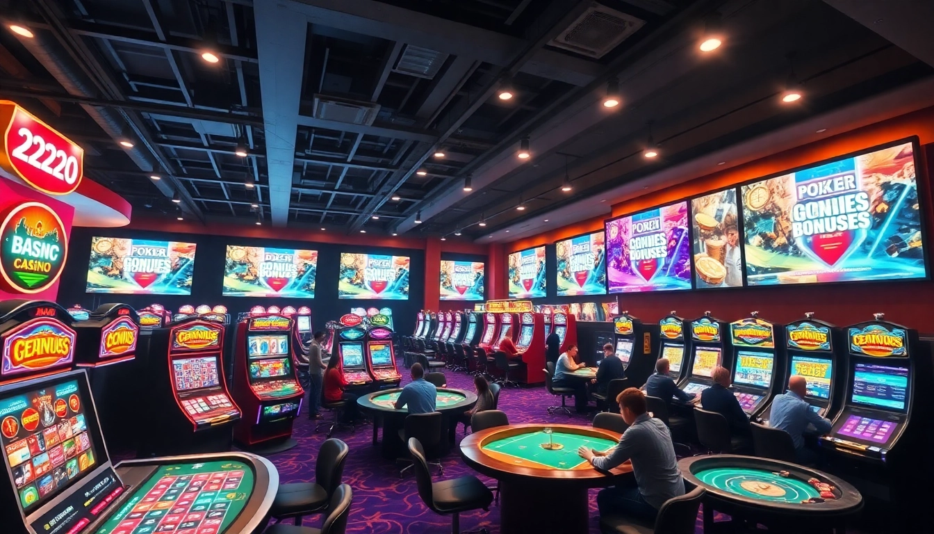 Engaging scene of the 222O online betting platform with colorful slot machines and exciting gaming tables.
