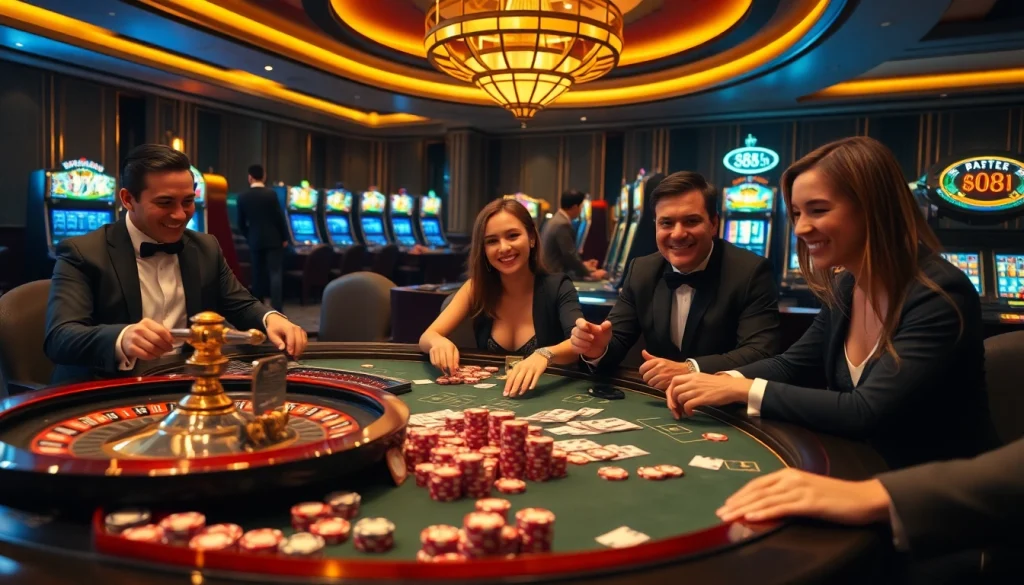 Players enjoying high-stakes poker with vibrant chips and cards at the 88i casino.