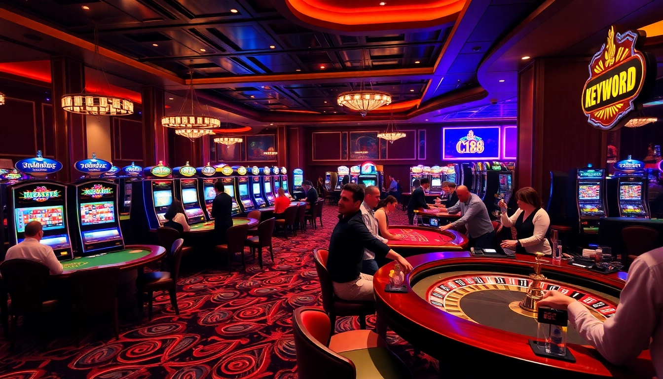 Experience thrilling casino action at C168 with vibrant games, poker tables, and lively players.