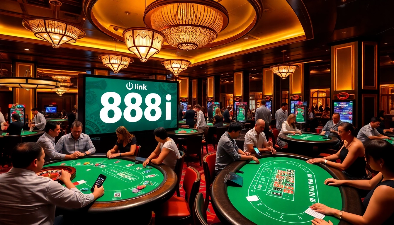 Players engaging at a casino with the exciting link 88i visible, highlighting online betting.