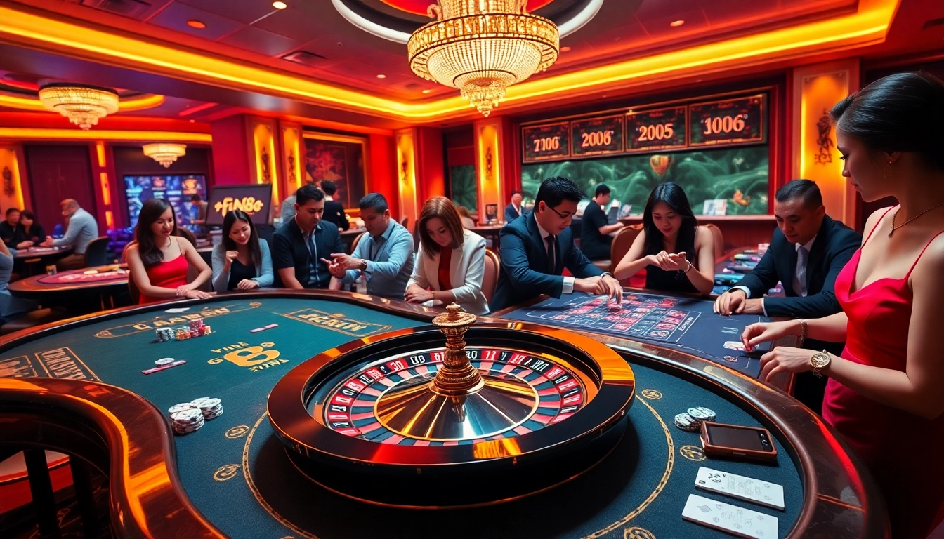 Fun88 players enjoy engaging with luxurious casino games at vibrant tables.