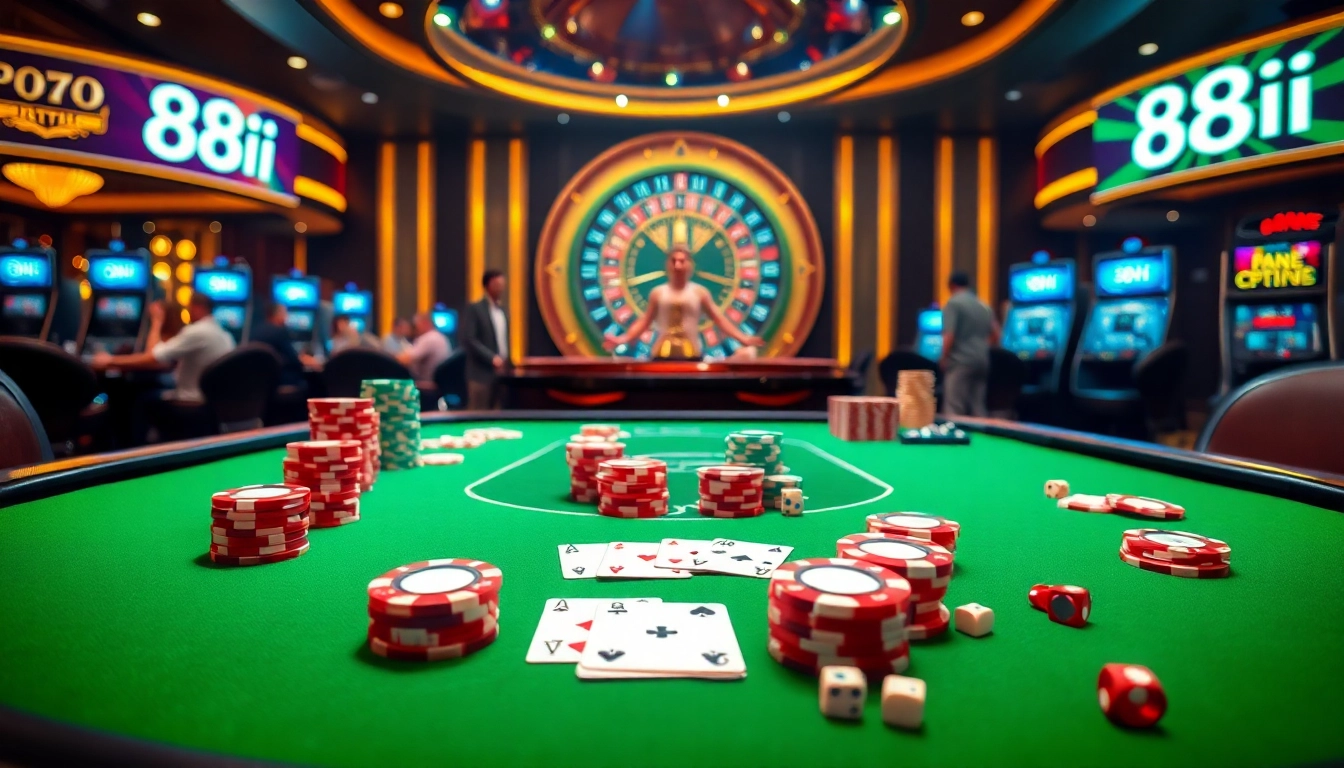 Engaging casino scene with vibrant poker action, including 88i branding and luxury elements.