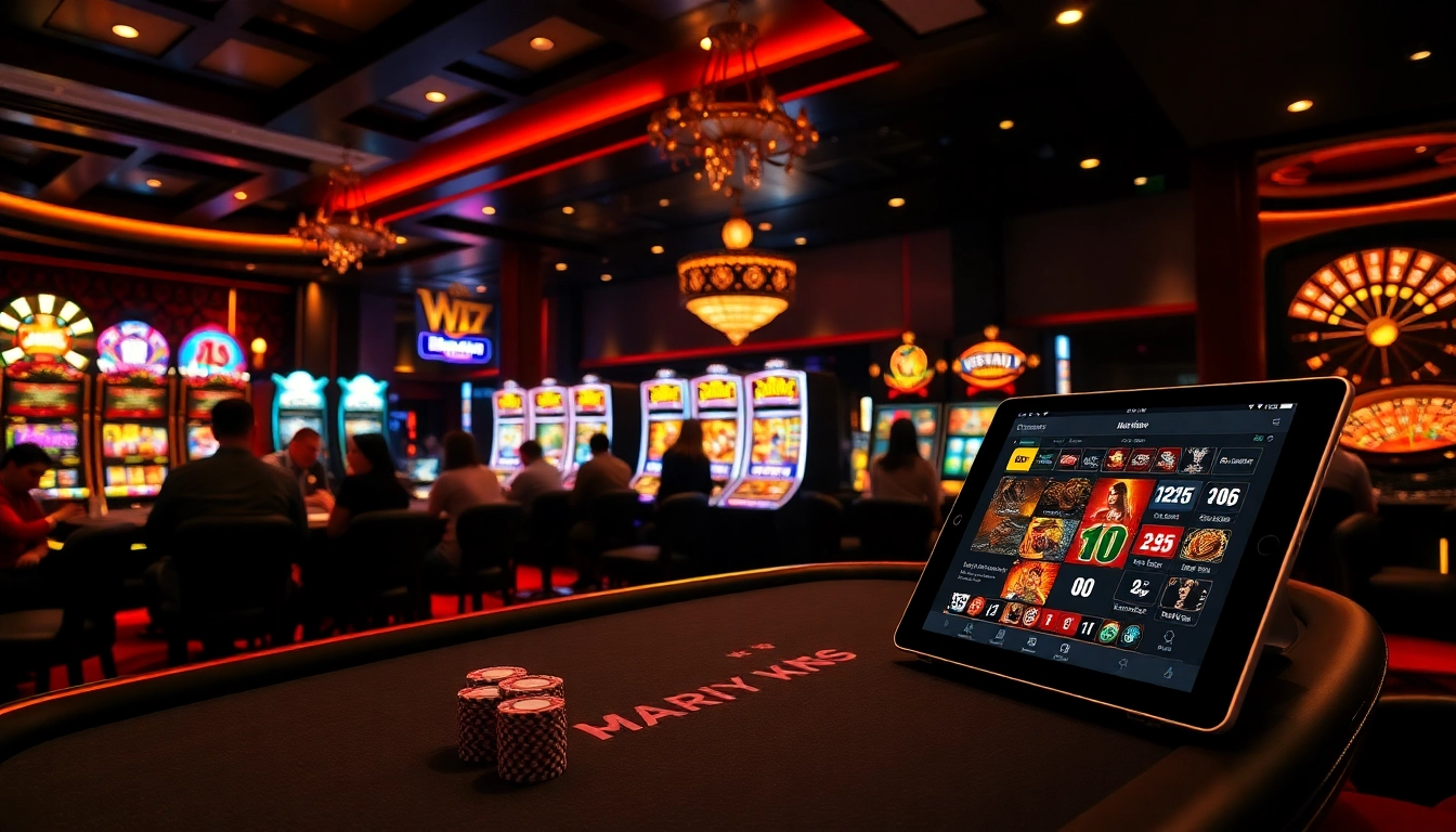 Players engaged in a thrilling game at MM88 casino, showcasing poker chips and slot machines.