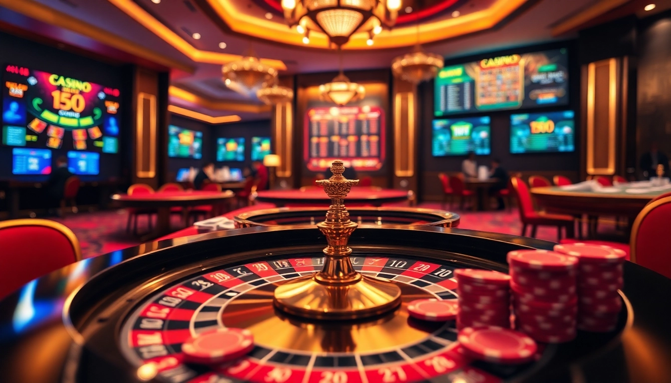 Experience a thrilling game with 98win10 at a luxurious casino table filled with poker chips.