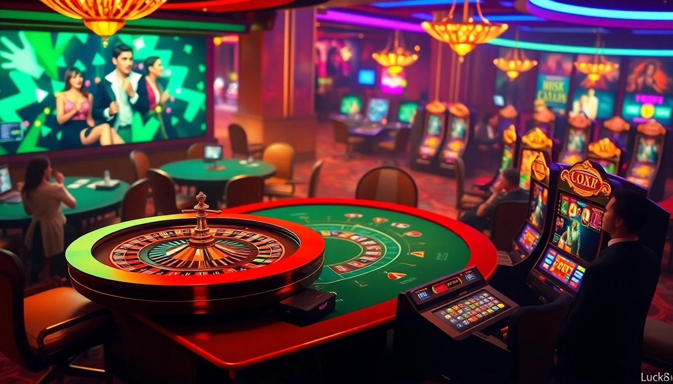 Luck8 offers a thrilling online gaming experience with vibrant casino elements and engaging visuals.