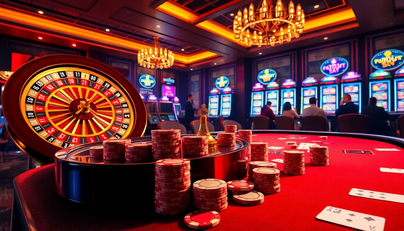 X88 players strategizing at a glamorous casino table with vibrant poker chips and cards.