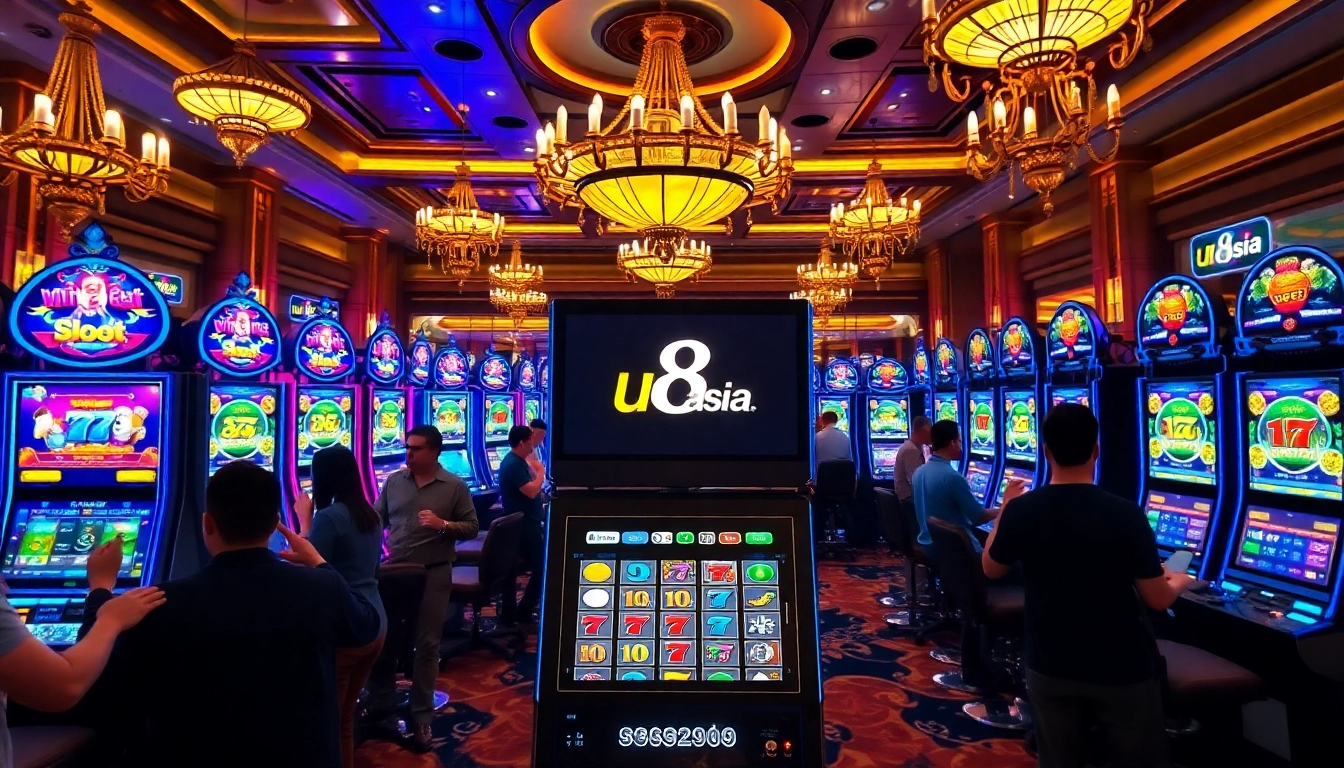 ผู้เล่นเพลิดเพลินกับประสบการณ์เกมสล็อต u8asia ในคาสิโนหรู ท่ามกลางเครื่องเล่นสล็อตที่มีสีสัน