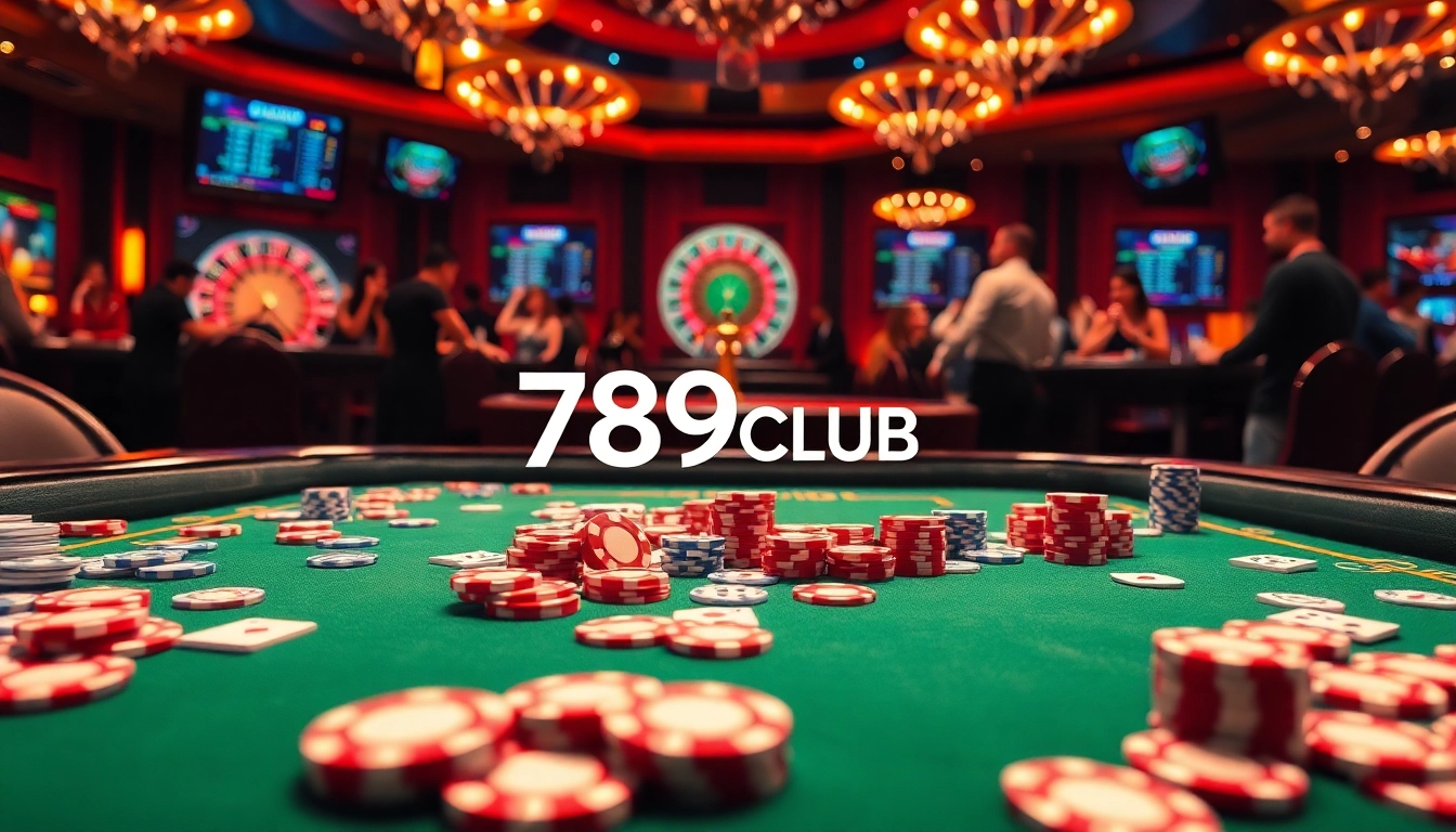 Engaging scene at 789CLUB casino table with poker chips and cards illustrating thrilling gameplay.