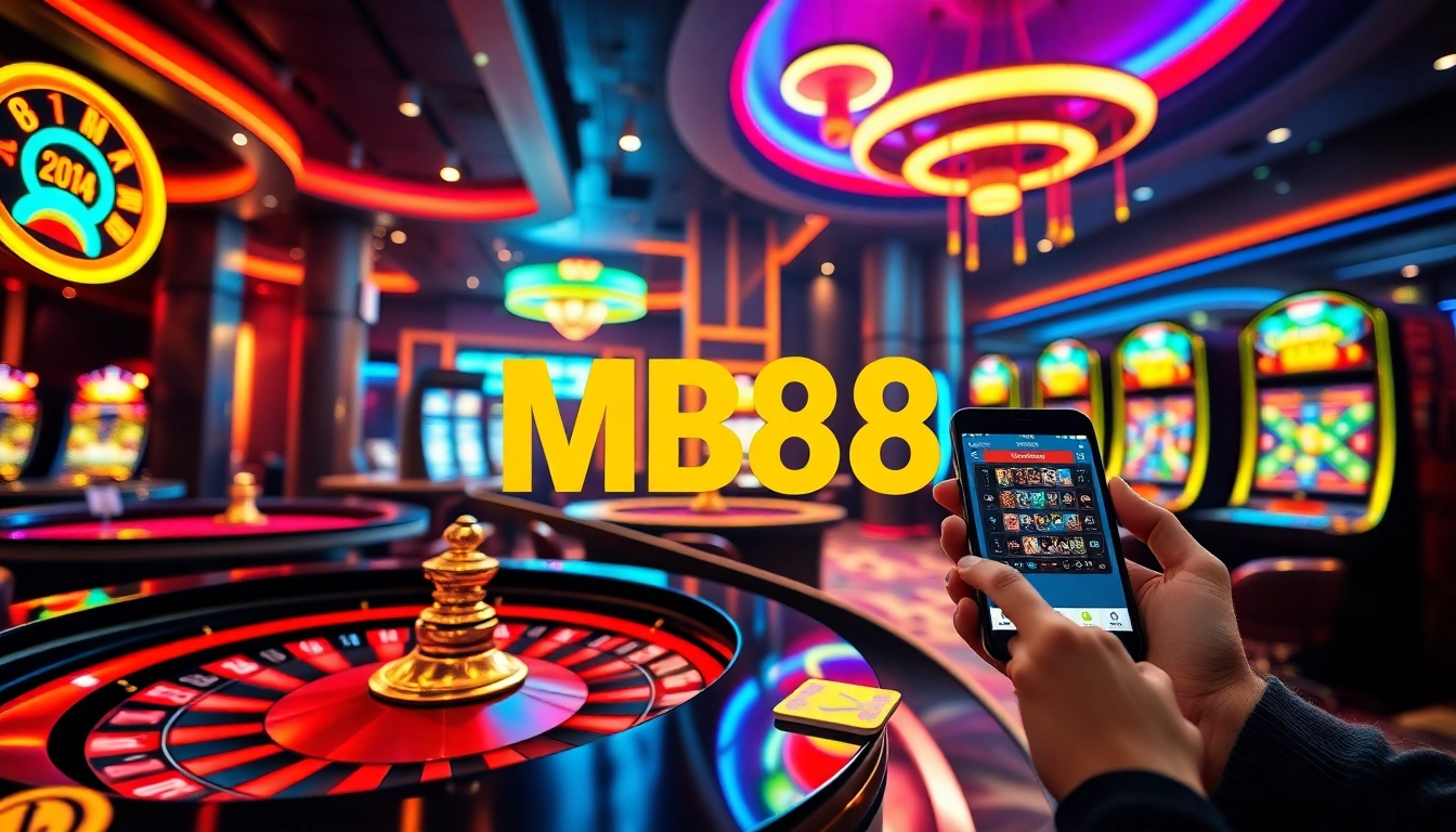 Experience the thrill of MB88, showcasing vibrant casino games and user-friendly app interfaces.