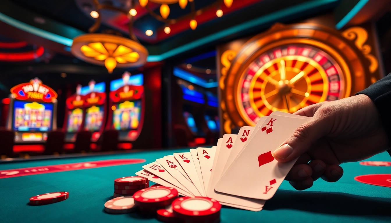 A gambler placing chips at the 789bet gaming table in a luxurious casino setting.