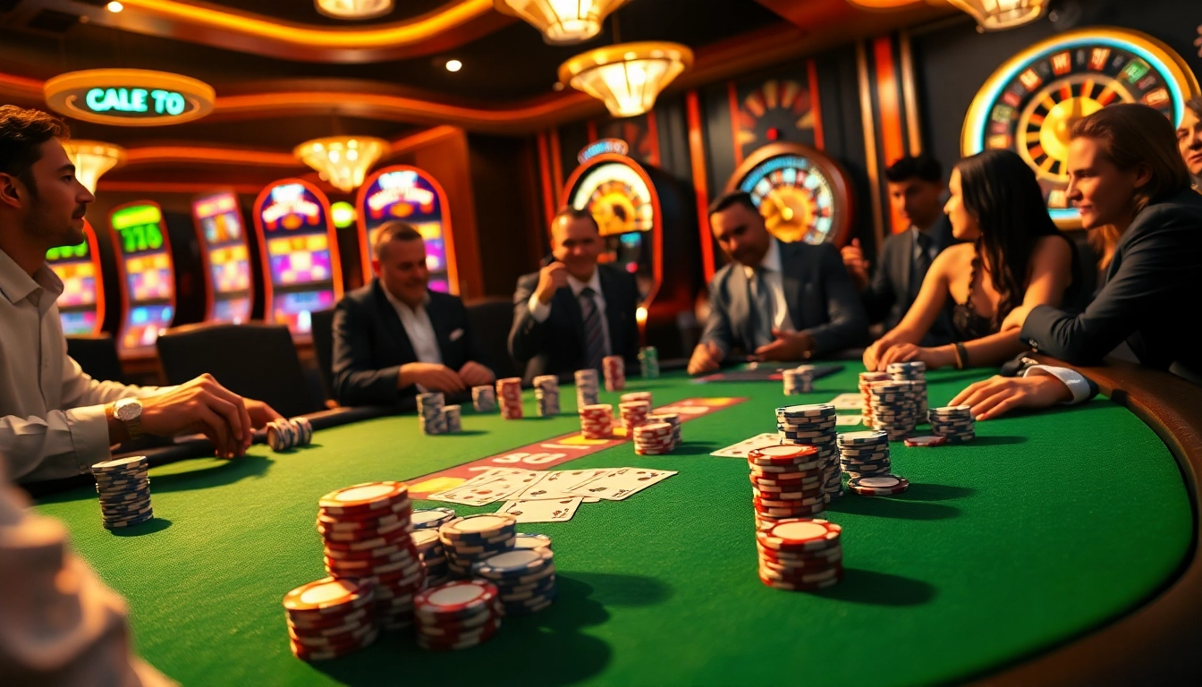 Experience thrilling gameplay at https://luck8.bid/ with vibrant casino visuals of poker chips and cards.