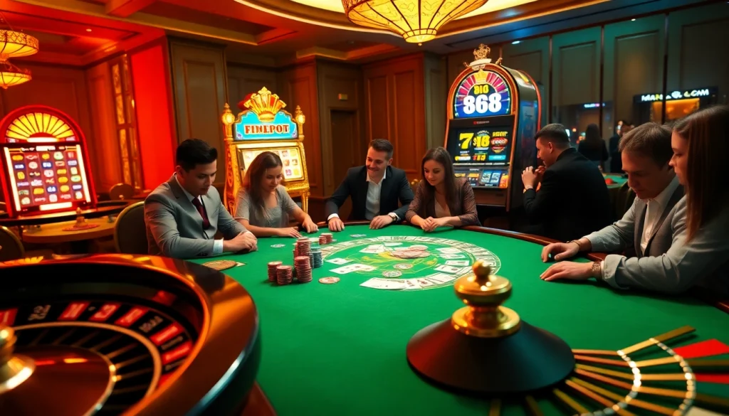 Dynamic poker gameplay at FIVE88 casino, showcasing colorful chips and an exciting atmosphere.