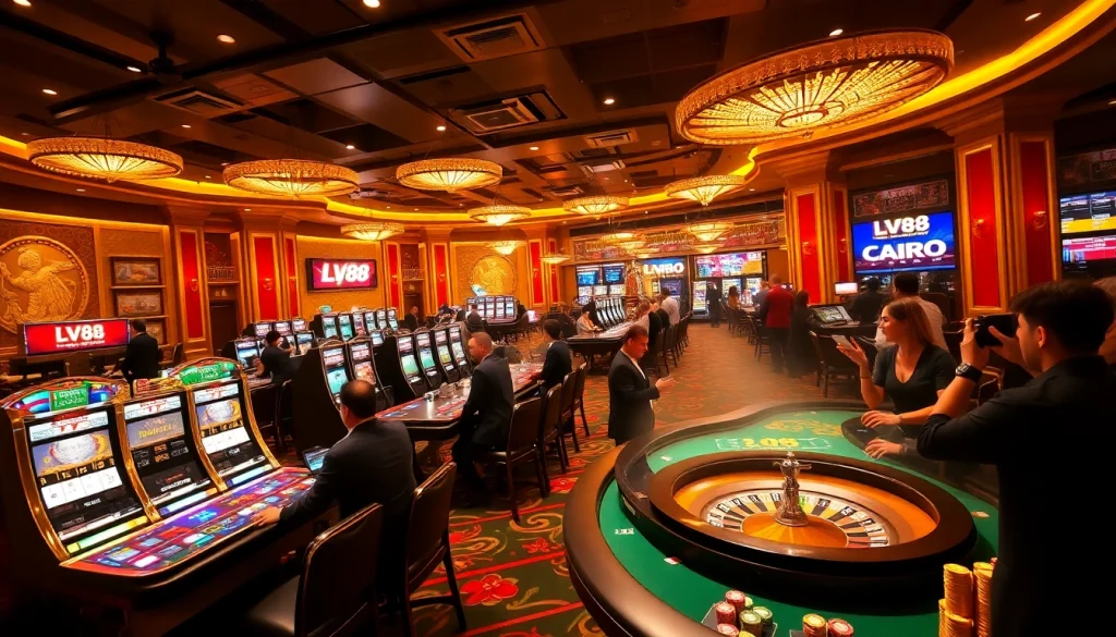 Excited players at LV88 casino tables engaging in thrilling games.