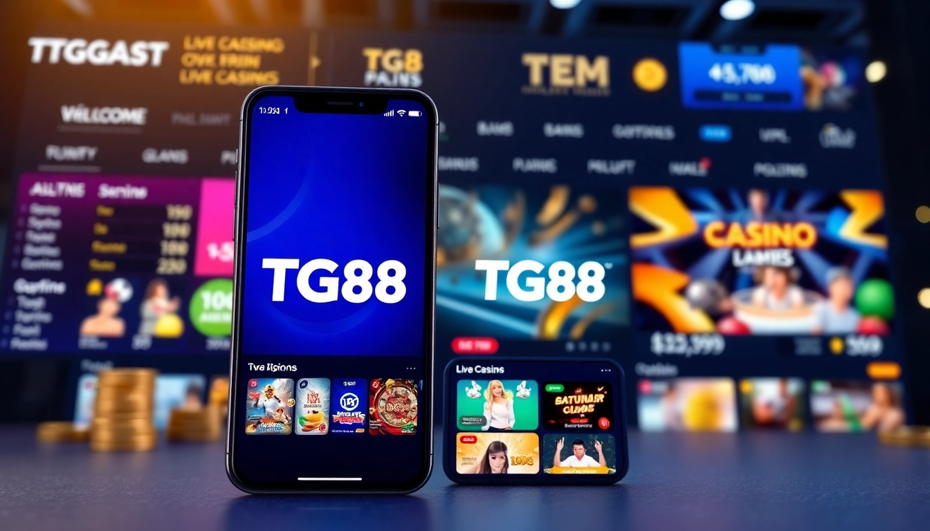 Engaging TG88 online gambling platform interface showcasing sports betting and casino games