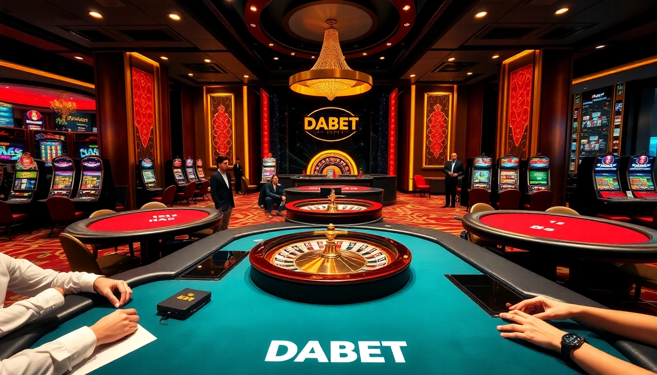Experience the excitement of gambling at DABET with high-stakes poker and vibrant slot machines.