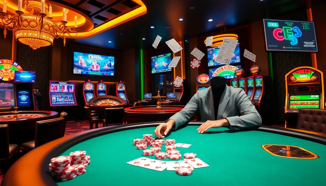 Experience the excitement of online gambling at rikvip with engaging poker and casino visuals.