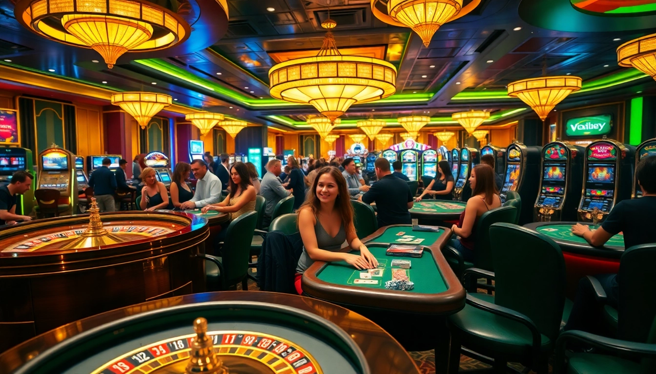 Engaging scene of king 88 casino with players enjoying poker, roulette, and other games.