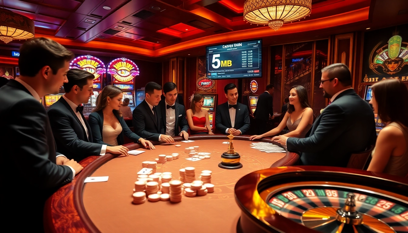 Engage in a thrilling casino scene featuring betting action and vibrant gambling elements, showcasing 5MB.