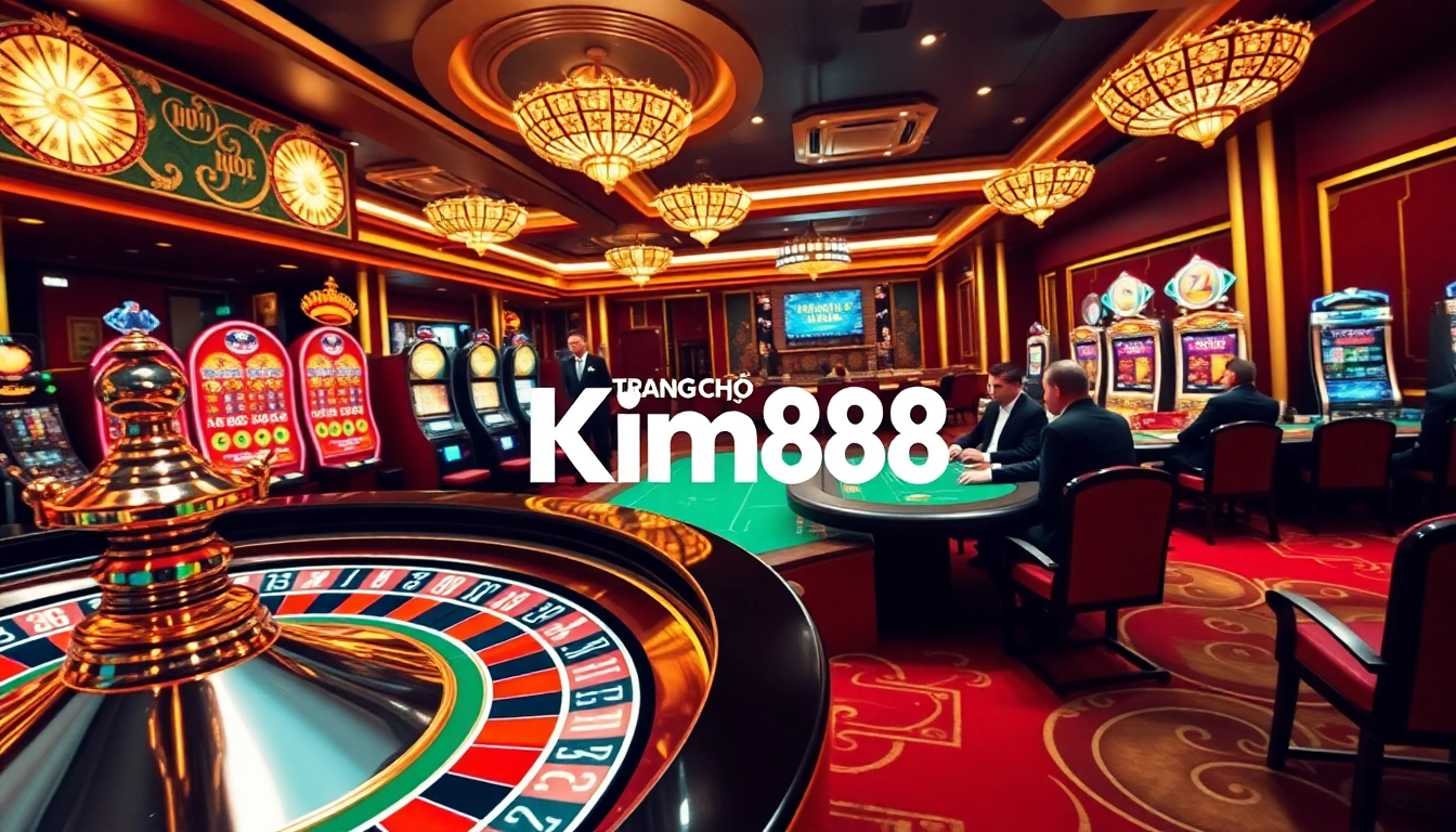 Experience thrilling games at trang chủ kim88 with a vibrant casino scene including roulette and poker.