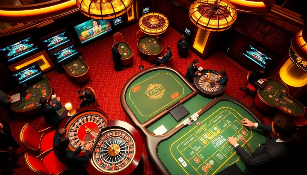 High-stakes gaming atmosphere highlighting 包网 solutions with luxurious casino elements, poker tables, and vibrant players.