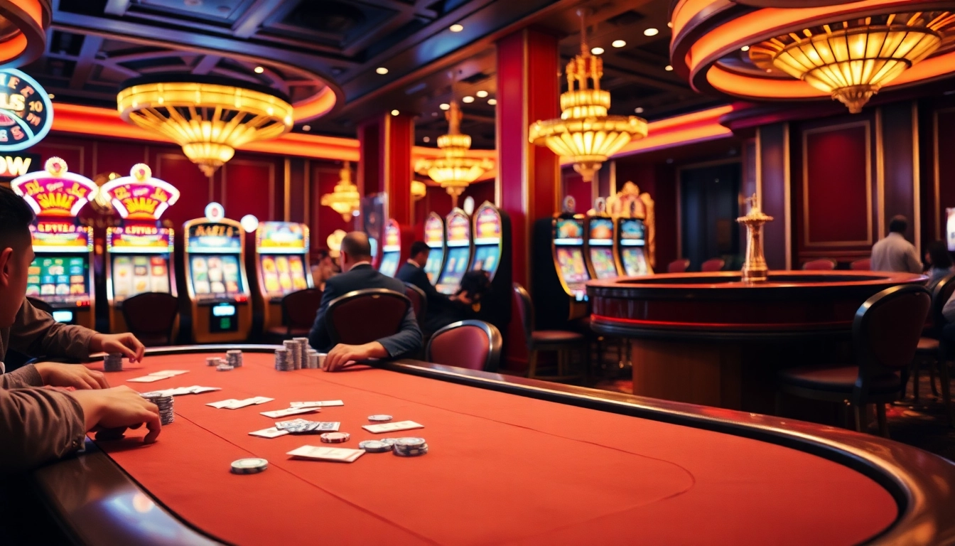 Players engaged in a poker game at https://58win.watch/, featuring chips and casino excitement.