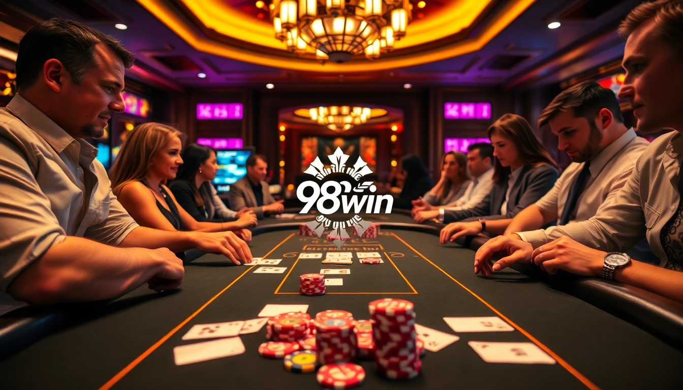 Players using strategies at the blackjack table, enhancing their odds at 98win casino.