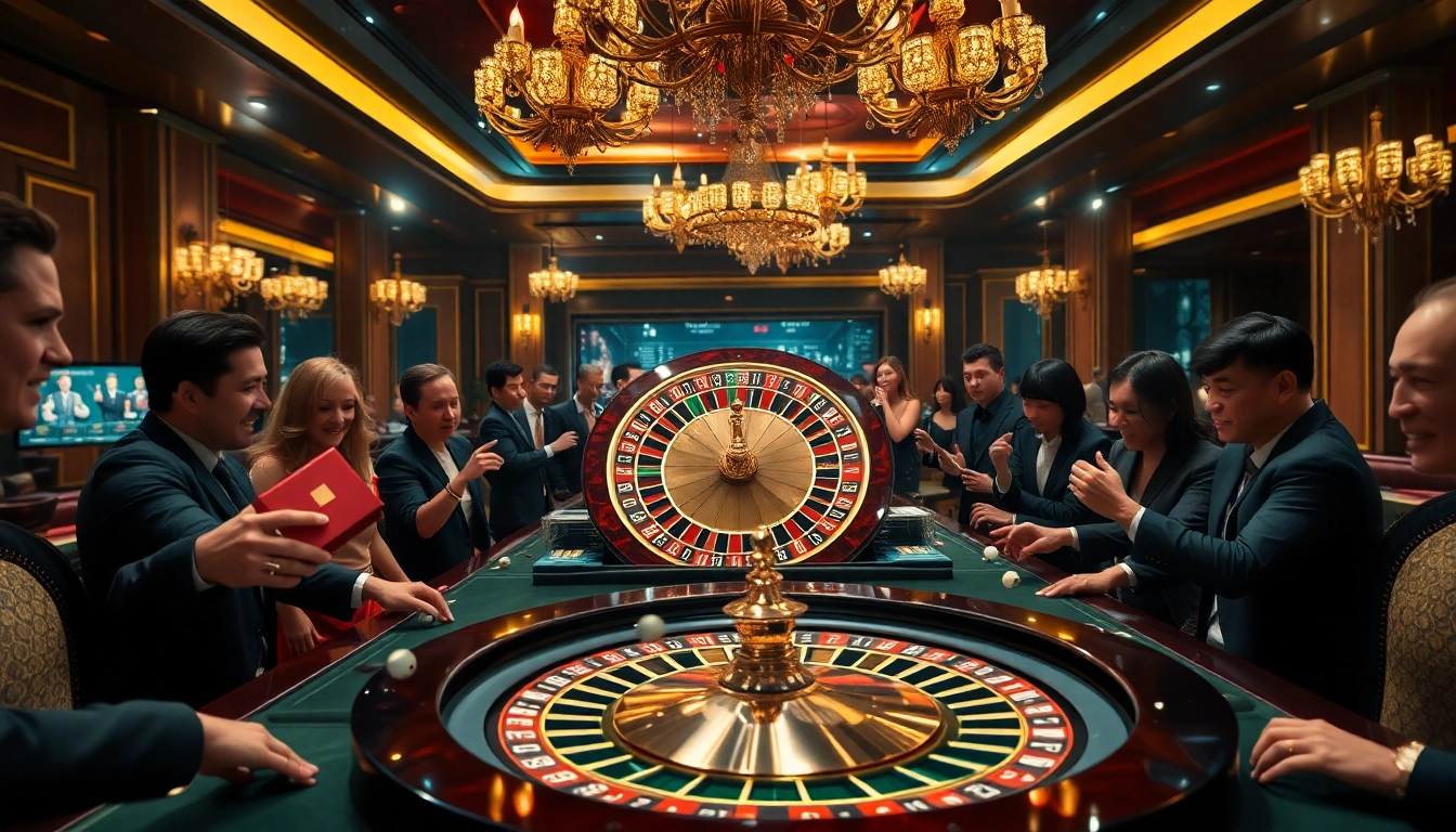 Experience the thrill of KJC gaming with players strategizing at a vibrant casino table.