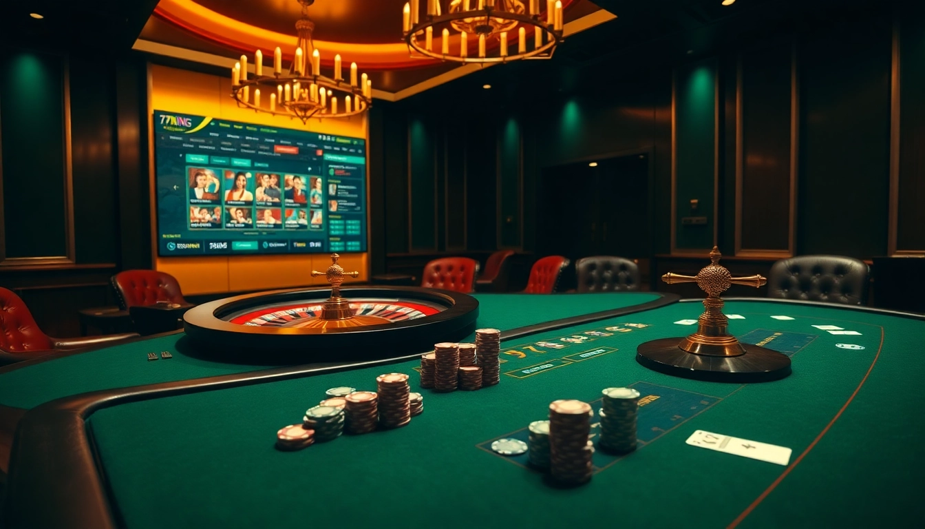79KING players engaging at a high-stakes poker table in a luxurious casino setting.