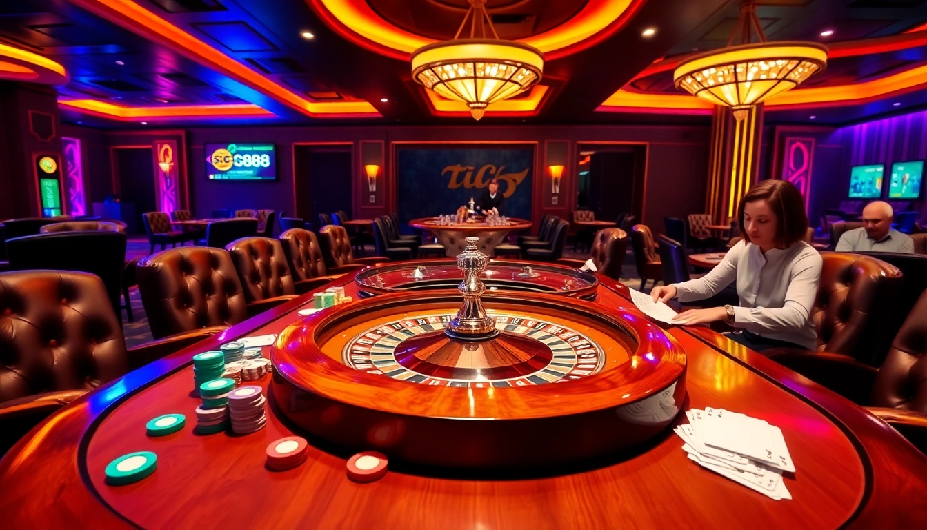 Experience the excitement of game SC88 with players betting at a vibrant casino table.