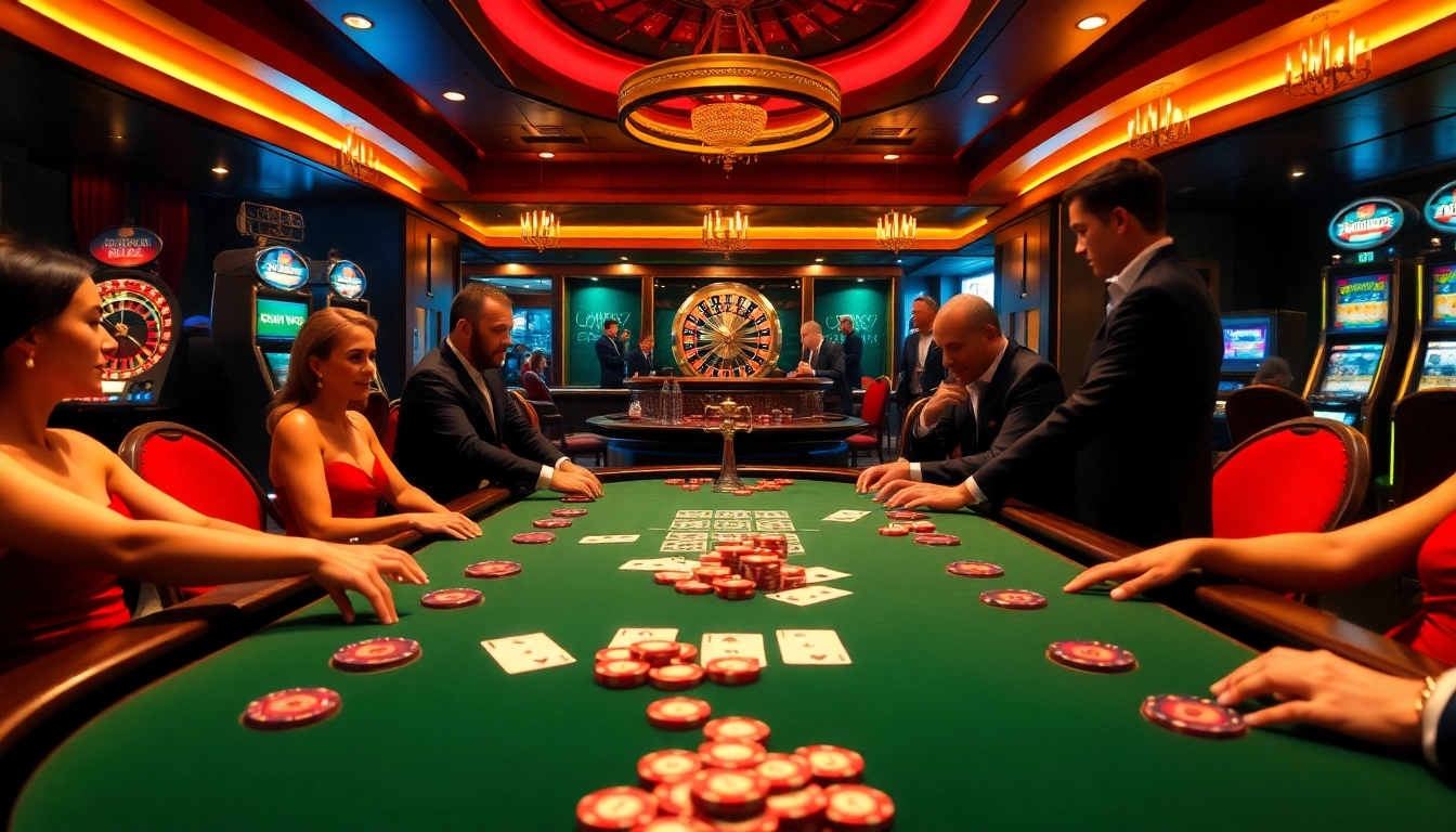 Players engage in a thrilling poker game at a luxurious casino table with 5MB stakes.