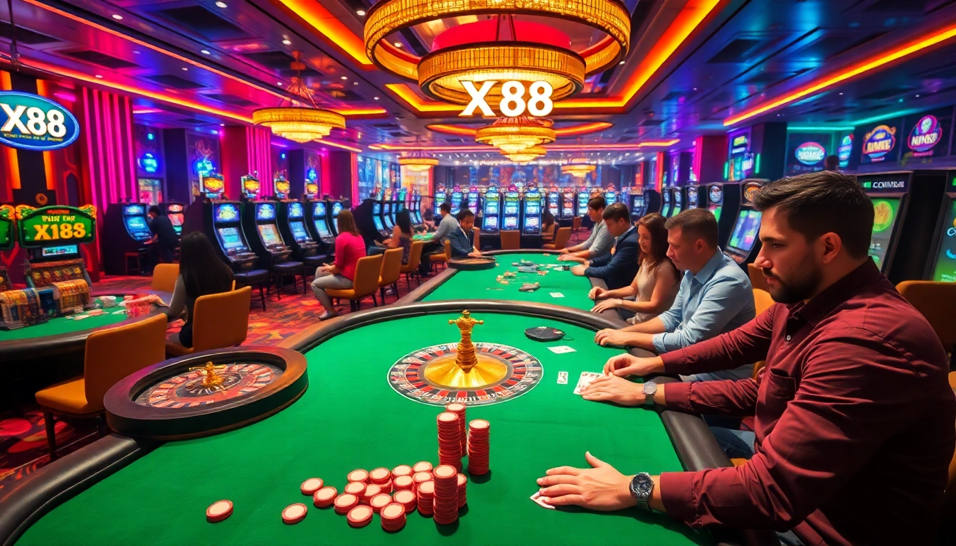 Players enjoying an engaging game at XX88 Casino with vibrant settings and modern gaming elements.