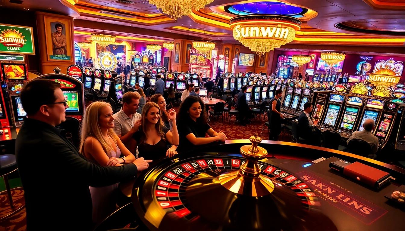 Players enjoying an engaging roulette game at Sunwin Casino, expressing thrill and excitement.