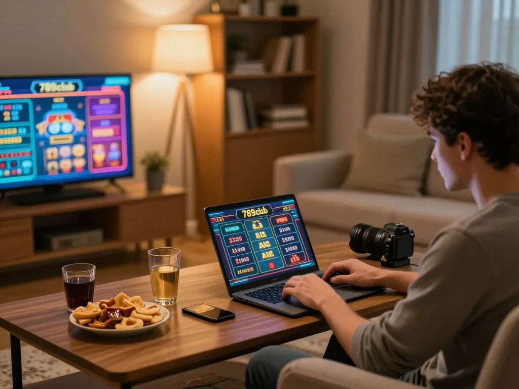Play online games at 789club in a cozy living room atmosphere with strategic focus.