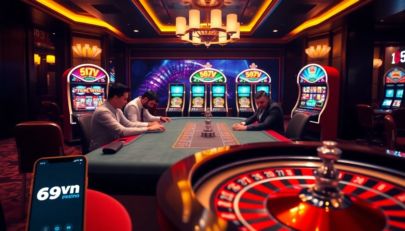 Play exciting games at 69vn with vibrant visuals of poker and roulette.