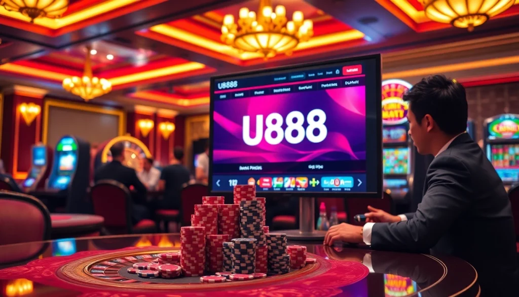 Experience the excitement of u888 online gaming with vibrant casino elements.