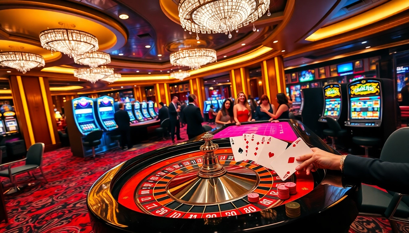 Experience the thrilling ambiance of RR88 with vibrant casino tables and engaging games.